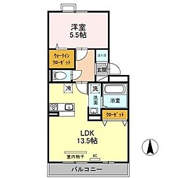 エクレールカメリア 1LDKの間取図画像