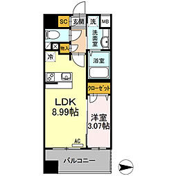 コンフォートレジデンス仙台東口 1LDKの間取図画像