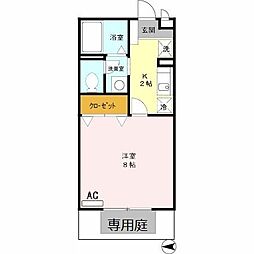 京都丹後鉄道宮福線 福知山市民病院口駅 徒歩13分の賃貸アパート 1階1Kの間取り