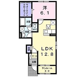 ベローグロリオサIIIＡ 1階1LDKの間取り