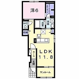プリムラ壱番館 1LDKの間取図画像