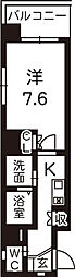グランアズール浦上 1Kの間取図画像