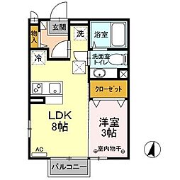 グローリア　Ｃ 1階1LDKの間取り