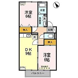 ファミーユ21　A 1階2DKの間取り