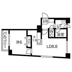 シャトレ東札幌 3階1LDKの間取り