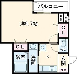フジパレス鳳中ノース 1Kの間取図画像