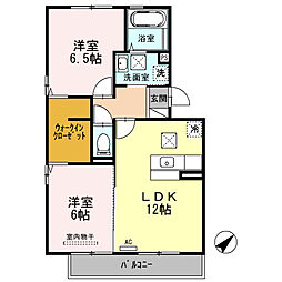 コージーコート東新川 1階2LDKの間取り