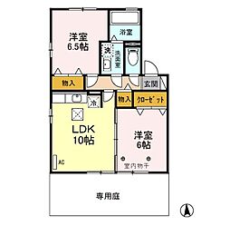 東武伊勢崎線 太田駅 バス6分 新井住宅前下車 徒歩4分の賃貸アパート 1階2LDKの間取り