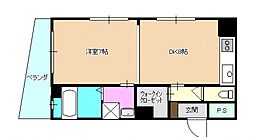 メリーアパート 1階1DKの間取り