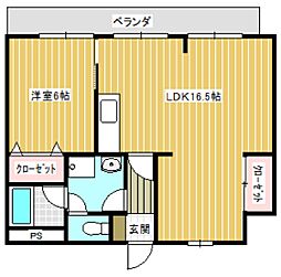 ハイツ77 3階1LDKの間取り