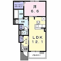 Villa南国B 1LDKの間取図画像
