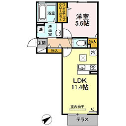 ムーンラヴァース 1階1LDKの間取り