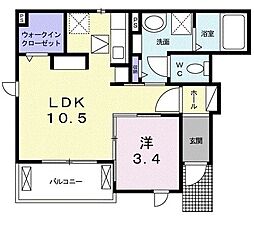 カーサブラーボtre 1LDKの間取図画像