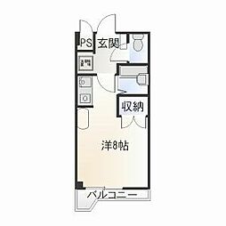 グランデュール56 5階ワンルームの間取り