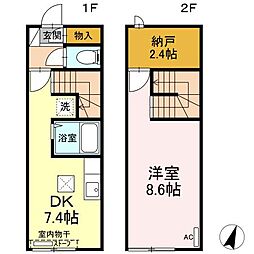 ブランドール 1階1DKの間取り