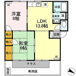 ハイツ万葉B 2LDKの間取図画像