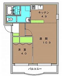 ピュアライフ新白河1 1LDKの間取図画像