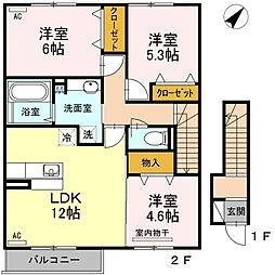 フォレスタ・エイトII 2階3LDKの間取り