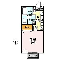 セジュール山田C 1Kの間取図画像