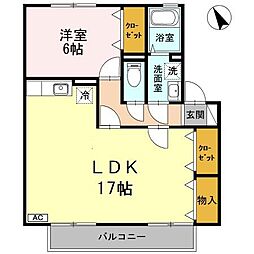 メゾンボナール 1階1LDKの間取り