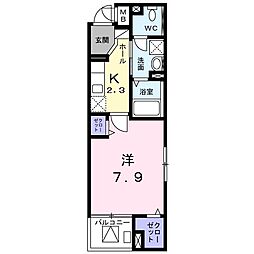 ツイテール 1Kの間取図画像