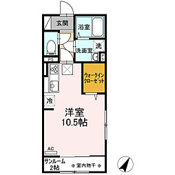 マウントナンバオータム ワンルームの間取図画像
