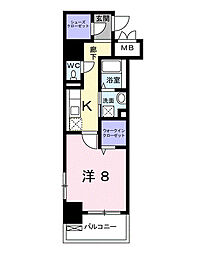 メゾン　ラフレシール 6階1Kの間取り