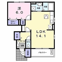 マルベリーハウス 1LDKの間取図画像