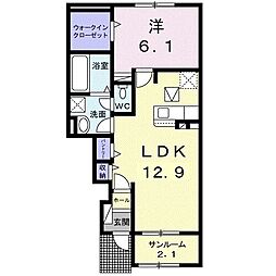 スプリングフィールド 1LDKの間取図画像