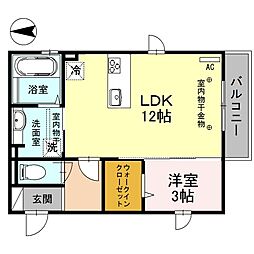 ヴェルデ 1LDKの間取図画像