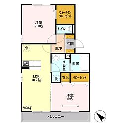 メゾンペール 1階2LDKの間取り