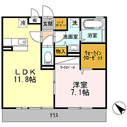 グランソーレ2 1LDKの間取図画像