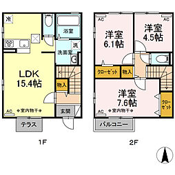ボヌール　Ａ 1階3LDKの間取り