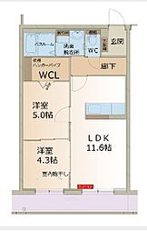 ウエストウッドヒルズ下沢 2LDKの間取図画像
