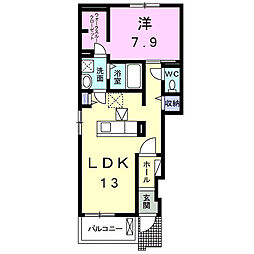 グランシャリオB 1LDKの間取図画像