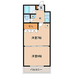イーグルハイツ萩野町 3階2Kの間取り