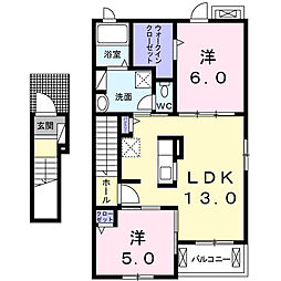 エレガンツァフィオーレ 2LDKの間取図画像
