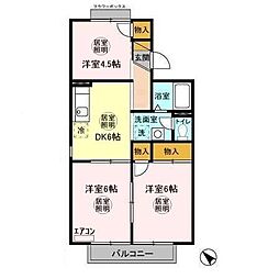 サニーコート国分寺台 2階3DKの間取り