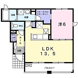 スカイライン 1LDKの間取図画像
