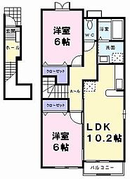 ヴェルタウンC 2LDKの間取図画像