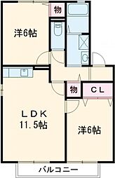 パーム・ヴィラ 2LDKの間取図画像