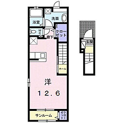 ベルフラワー2 ワンルームの間取図画像