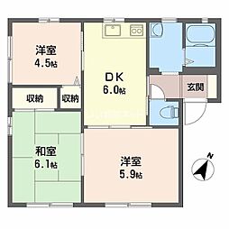 ディアス恩田　Ｂ棟 1階3DKの間取り
