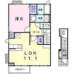 ヴァレンティア 1LDKの間取図画像