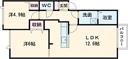 エルヴィータ 2LDKの間取図画像
