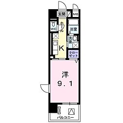 ビジュ桜森 1Kの間取図画像