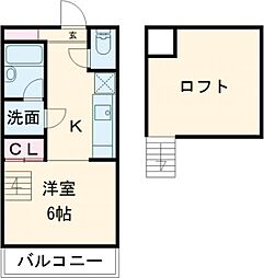シャント小郡 ワンルームの間取図画像