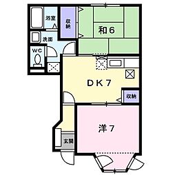 サニーコート近見II 1階2DKの間取り