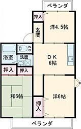 ハイマートエルB 3DKの間取図画像