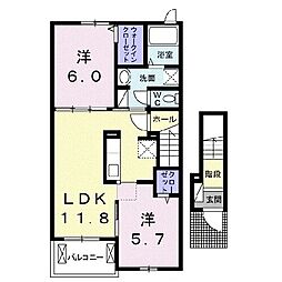 フェニックス 2階2LDKの間取り